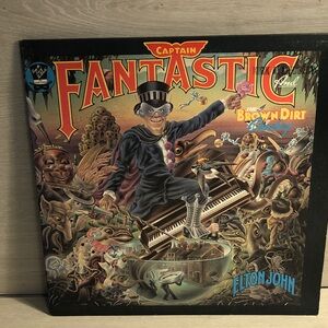 Elton John Captain Fantastic Vinyl Album with Scraps & Lyrics Booklets